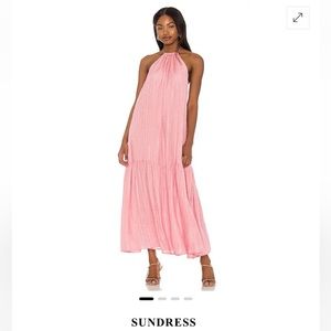 Sundress pink maxi dress with sequence detailing